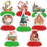 8PCS Christmas Honeycomb Table Centerpieces 3D Santa Snowman Tree Party Decor