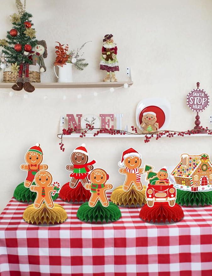 9PCS Gingerbread Man Honeycomb Table Centerpieces Christmas Holiday Party Decor