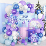 Winter Wonderland Balloon Arch Kit Blue Purple White Snowflake Party Decor