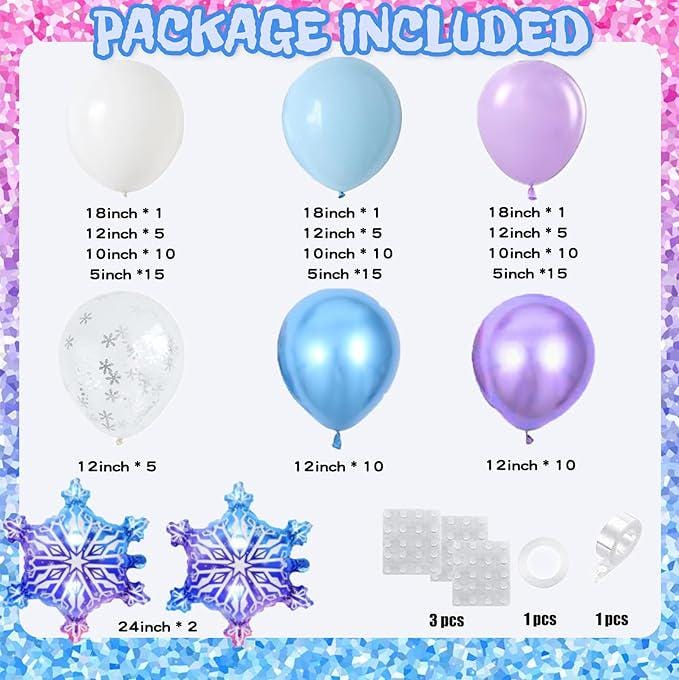 Winter Wonderland Balloon Arch Kit Blue Purple White Snowflake Party Decor
