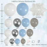 Winter Balloon Arch Kit Pastel Blue Gray White Snowflake Party Decorations