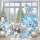 118-Piece Snowflake Balloon Arch Kit Silver Blue White Winter Party Decor