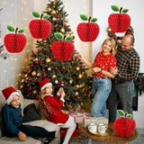 12PCS Large Red Apple Honeycomb Paper Centerpiece 3D Autumn Xmas Decor