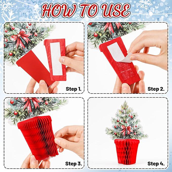 Whaline Christmas Tree Honeycomb 3D Paper Table Centerpieces Red Green 10 Pcs