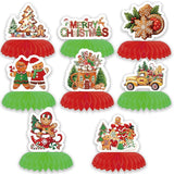 8 Pcs Gingerbread Man Honeycomb Centerpieces 3D Christmas Table Decorations Holiday Decor