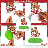 8 Pcs Gingerbread Man Honeycomb Centerpieces 3D Christmas Table Decorations Holiday Decor