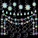 Iridescent Holographic Party Decorations 29 Pcs Rainbow Swirl Streamers Snowflake Garland