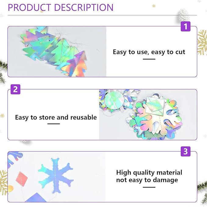 Iridescent Holographic Party Decorations 29 Pcs Rainbow Swirl Streamers Snowflake Garland