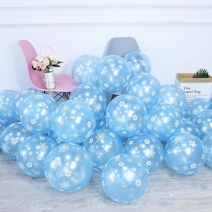 147-Pc Snowflake Balloon Arch Kit Blue White Winter Wonderland Party Decor