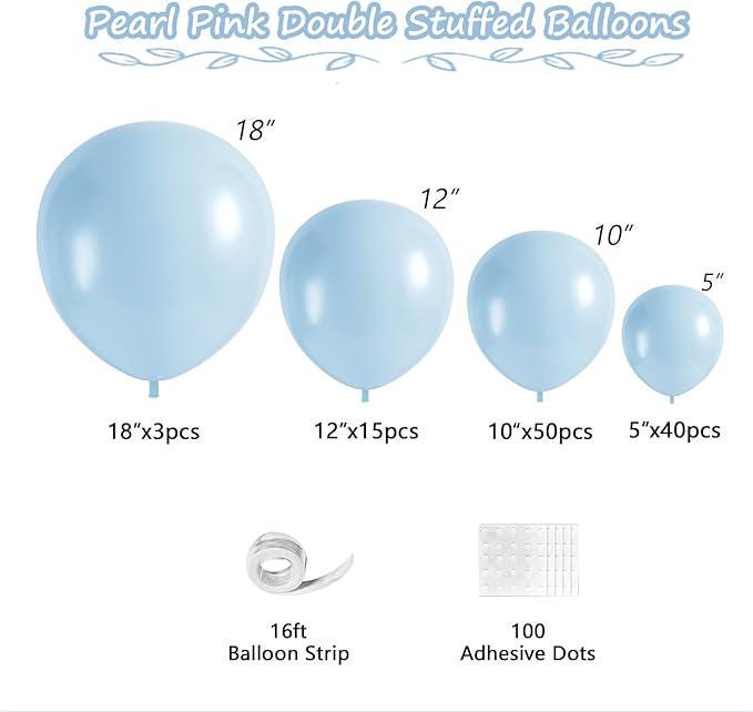 108-Piece Pearl Blue Balloon Arch Kit in Multiple Sizes for Parties & Showers