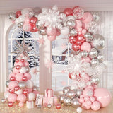 148-Piece Pink Winter Wonderland Balloon Arch Kit for Baby Shower & Birthday