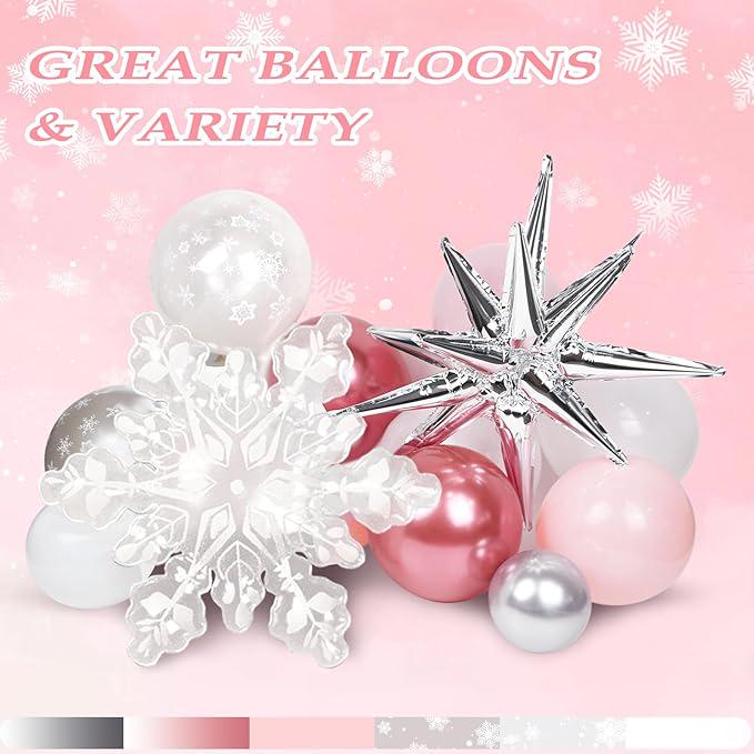 148-Piece Pink Winter Wonderland Balloon Arch Kit for Baby Shower & Birthday