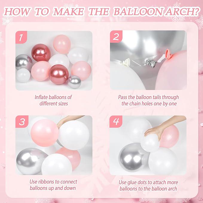 148-Piece Pink Winter Wonderland Balloon Arch Kit for Baby Shower & Birthday
