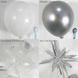 135-Piece Winter Balloon Arch Kit with White Silver Snowflakes for Party & Shower