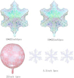 Pink Snowflake Balloon Arch Kit with White and Silver Balloons for Winter Parties