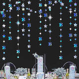 Iridescent 18th Birthday Number Garland with Twinkle Star Streamer for Party Decor
