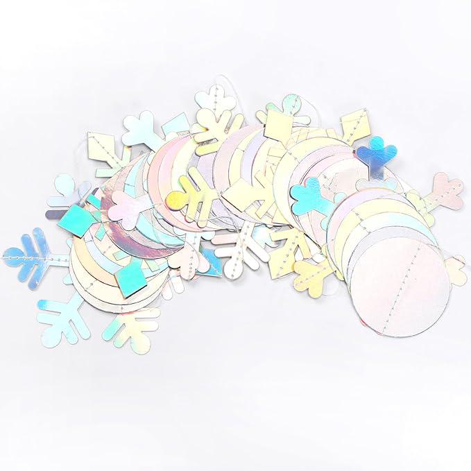 Iridescent Holographic Snowflake Garland for Christmas Winter Birthday and New Year Decor