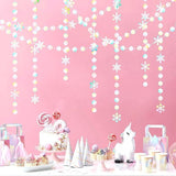 Iridescent Holographic Snowflake Garland for Christmas Winter Birthday and New Year Decor