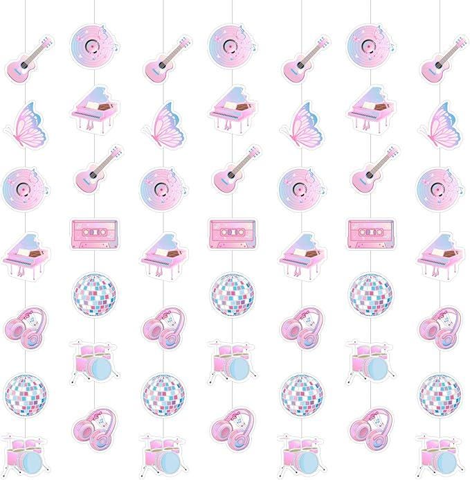 Iridescent Music Party Decorations with Garland Banner and Paper Cutouts for Birthday