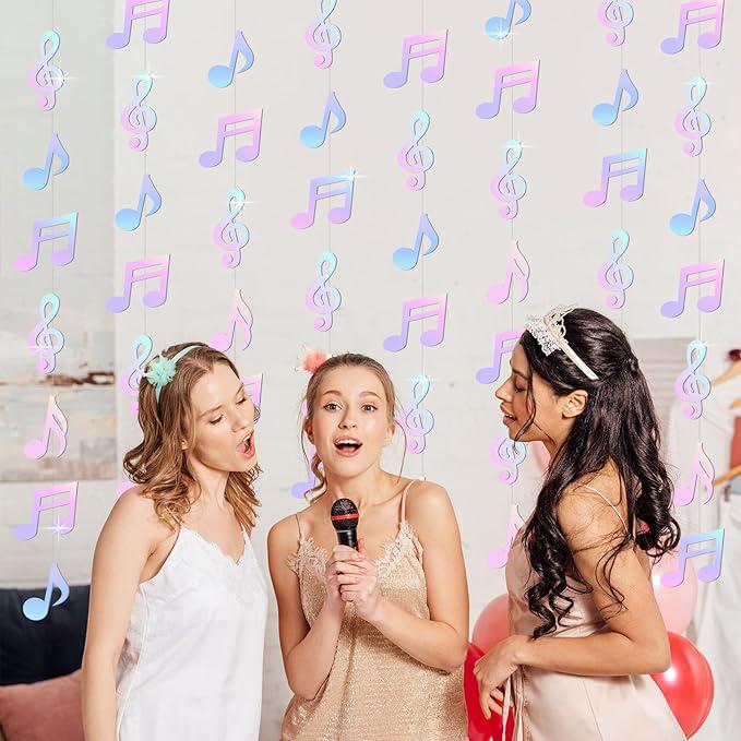 Iridescent Music Notes Party Decorations Garland Banner for Birthday Wedding and Baby Shower
