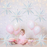 Iridescent 6PCS Star Balloons for Baby Shower Bridal Wedding and Birthday Party Decorations