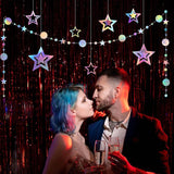Iridescent Party Decorations with Star Garland and Streamers for Wedding Disco Birthday