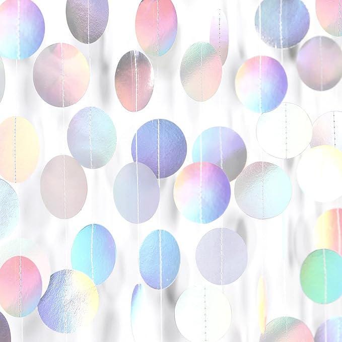 Iridescent Disco Holographic Mermaid Garland for Wedding Birthday and Under The Sea Party Decor