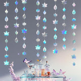 Iridescent Leaf Garland with Hanging Streamers for Birthday Wedding and Party Decorations