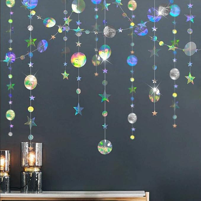 Iridescent Star Garland, Galaxy Party Decorations