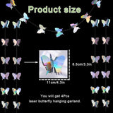 Four Piece Butterfly Hanging Garlands 3D Laser Butterfly Streamers for Parties