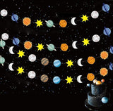 Colorful Space Hanging Paper Decoration 4 Strings 8 Ft Solar System Garland