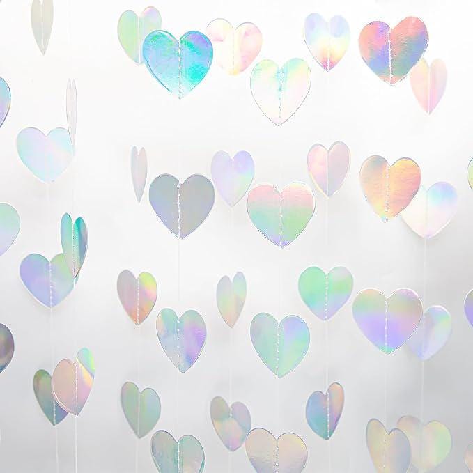Iridescent Party Decorations 52 Ft Paper Heart Garland Streamers Banner