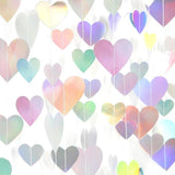 Iridescent Holographic Heart Garland 56 Ft Neon Love Hanging Streamers Decor