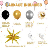 2026 New Year Balloon Arch Kit Black Gold Silver Garland with Confetti Balloons