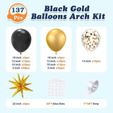 Black & Gold Balloon Garland Kit with Star Balloons