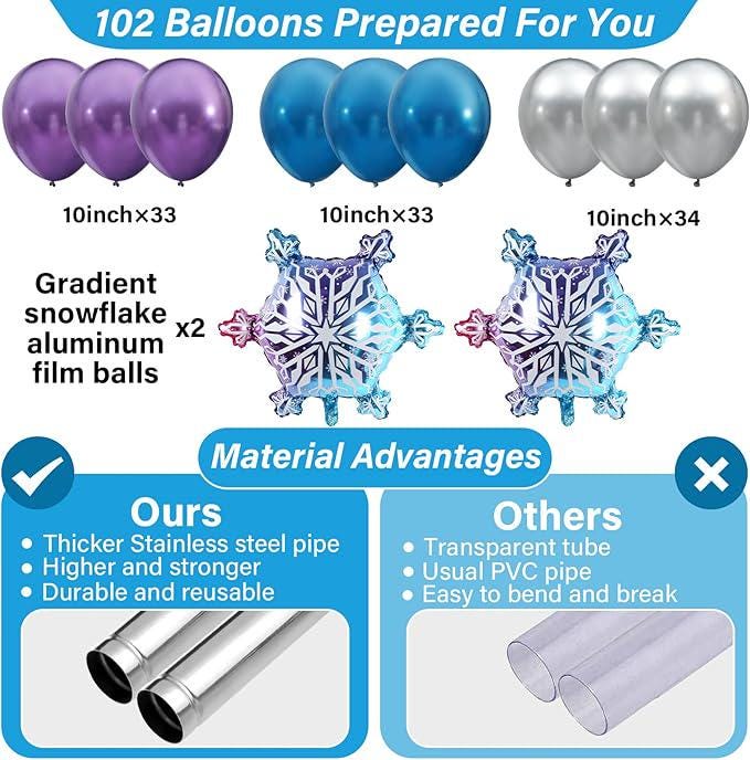 Snow Party Balloon Column Stand Kit with Adjustable Towers for Winter Wonderland Parties