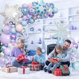 Winter Wonderland Balloon Arch Kit with Snowflake and Star Balloons for Holiday Parties
