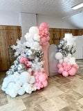 Pink Winter Wonderland Balloon Arch Kit with 135PCS Snowflake Balloons for Baby Shower