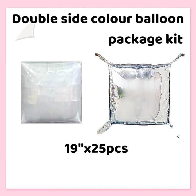 White & Silver Foil Balloon Wall Kit, Party Photo Booth Backdrop