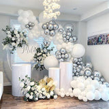 162PCS White and Silver Balloon Arch Kit with Mixed Sizes for Winter Wonderland Parties