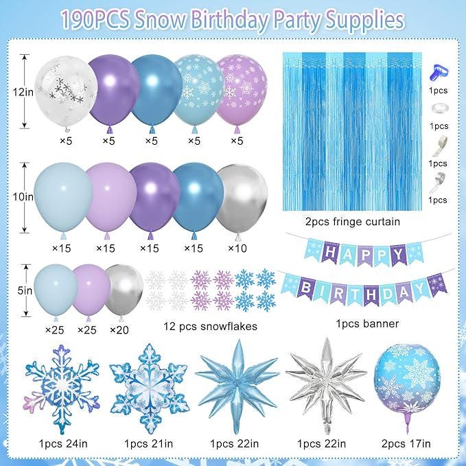 Frozen Birthday Balloon Arch Kit, Winter Wonderland Party