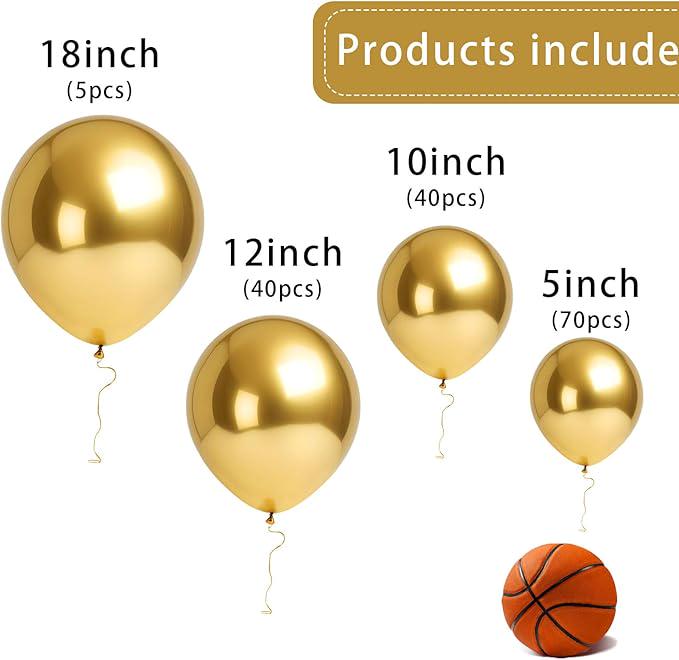 145PCS Metallic Gold Balloon Arch Kit with Mixed Sizes for Birthday Party Decorations