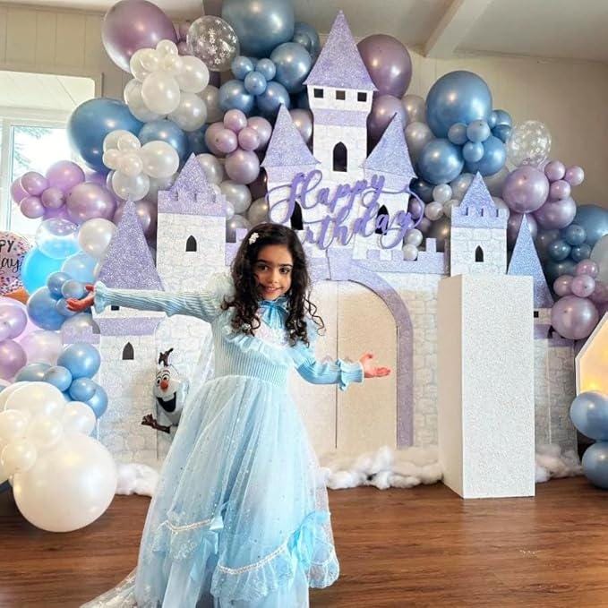 Princess Balloon Arch Kit: Pink, Purple & Blue Snowflake Balloons