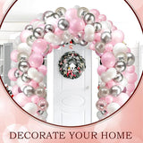 122PCS Pink Silver White Balloon Arch Kit with Confetti Balloons for Winter Party Decor