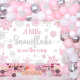 Winter Baby Shower Balloon Arch Kit with Pink White Silver Snowflakes for Girls Party