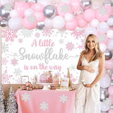 Winter Baby Shower Balloon Arch Kit with Pink White Silver Snowflakes for Girls Party