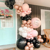 60PCS Black Pink Balloons with Metallic Gold for Boho Birthday Baby Shower Party Decor