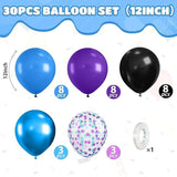 Black Purple Blue Balloons with Metallic and Confetti for Birthday Baby Shower Party Decor