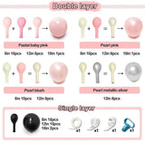 Pearl Pink Black Balloon Arch Kit with Blush Silver Balloons for Winter Party Decor