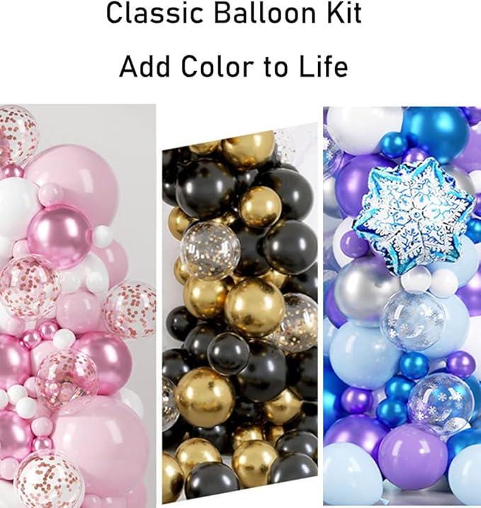 Snowflake Balloon Arch Kit with Blue Purple White Silver Balloons for Frozen Winter Birthday